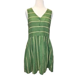Ace & Jig Cactus Dress Size XS Green Yellow Stripe Babydoll Jumper Cotton